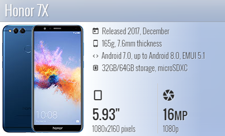 Huawei Honor 7X / BND-AL10 / BND-​L21 / BND-​L24 / BND-​TL10