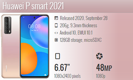 Huawei P Smart 2021  Y7A  PPA-LX2