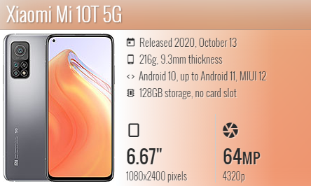 Xiaomi Mi 10T 5g  M2007J3SY