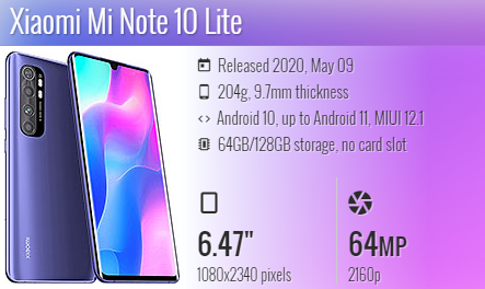 Xiaomi Mi Note 10 Lite m2002f4lg