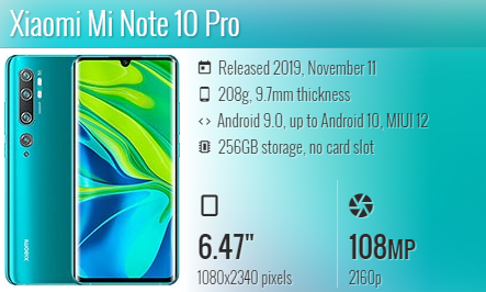 Xiaomi Mi Note 10 Pro cc9 pro M1910F4E  M1910f4S