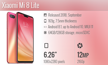 Xiaomi Mi 8 Lite m1808d2tg